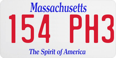 MA license plate 154PH3