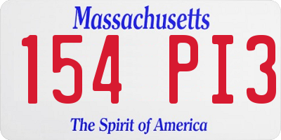 MA license plate 154PI3