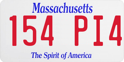 MA license plate 154PI4