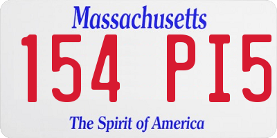 MA license plate 154PI5