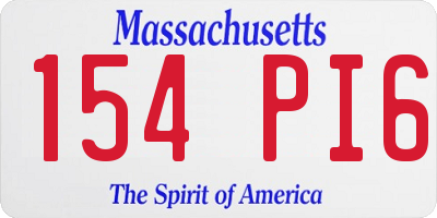 MA license plate 154PI6