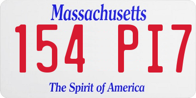 MA license plate 154PI7