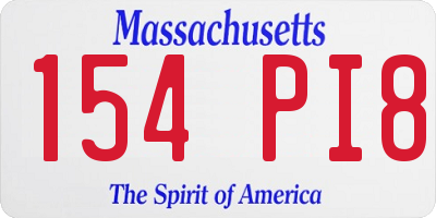 MA license plate 154PI8