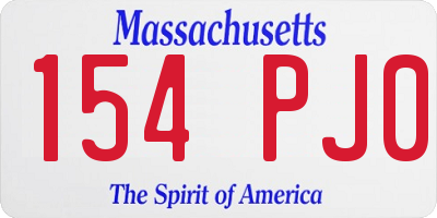 MA license plate 154PJ0
