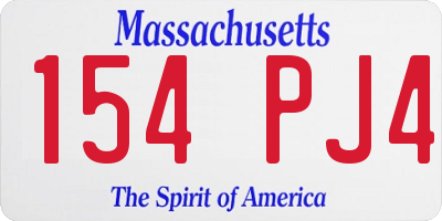 MA license plate 154PJ4