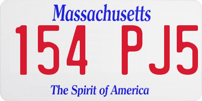 MA license plate 154PJ5
