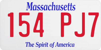 MA license plate 154PJ7