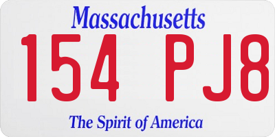 MA license plate 154PJ8