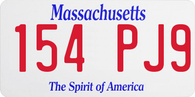 MA license plate 154PJ9