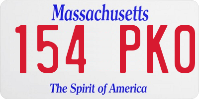 MA license plate 154PK0