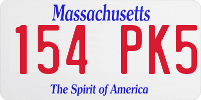 MA license plate 154PK5