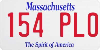 MA license plate 154PL0