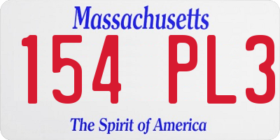 MA license plate 154PL3