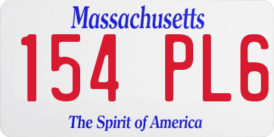 MA license plate 154PL6
