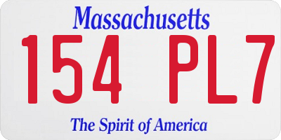 MA license plate 154PL7