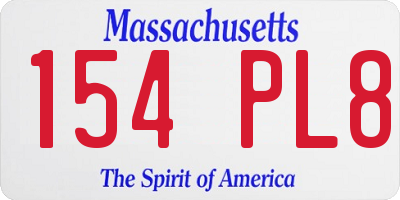 MA license plate 154PL8