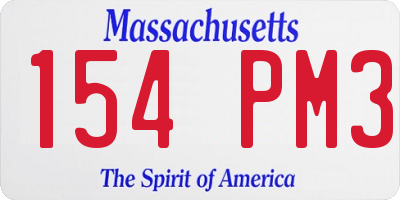 MA license plate 154PM3