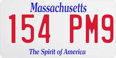 MA license plate 154PM9