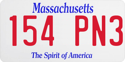 MA license plate 154PN3