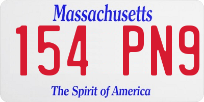 MA license plate 154PN9