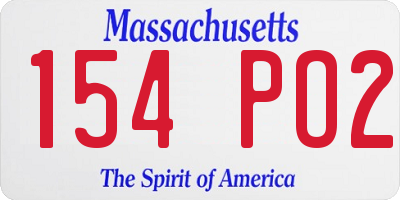 MA license plate 154PO2