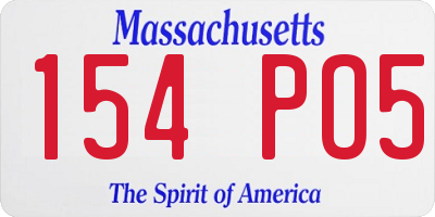 MA license plate 154PO5