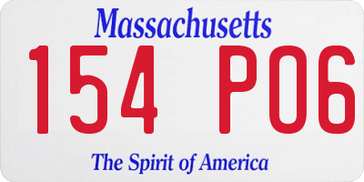 MA license plate 154PO6