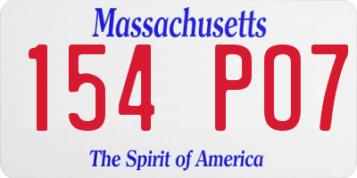 MA license plate 154PO7