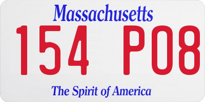 MA license plate 154PO8