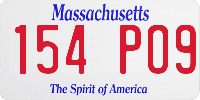 MA license plate 154PO9