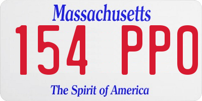 MA license plate 154PP0
