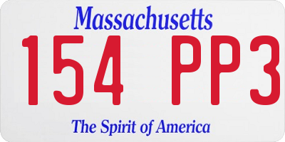 MA license plate 154PP3