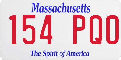 MA license plate 154PQ0