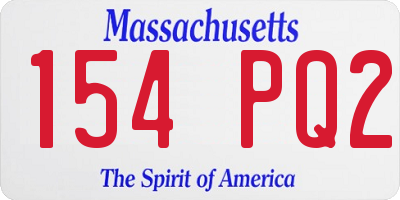 MA license plate 154PQ2