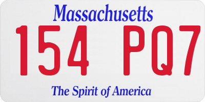 MA license plate 154PQ7