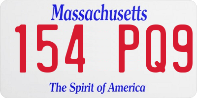 MA license plate 154PQ9