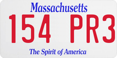 MA license plate 154PR3