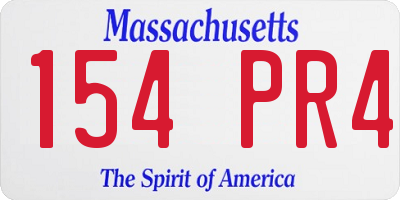 MA license plate 154PR4