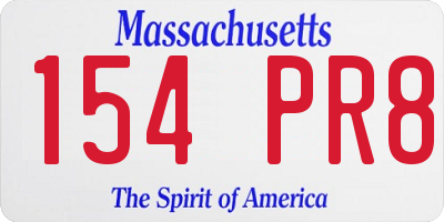 MA license plate 154PR8