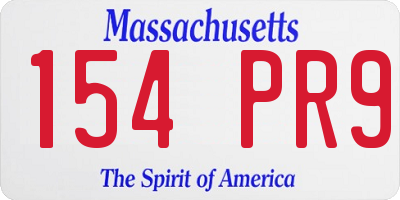 MA license plate 154PR9