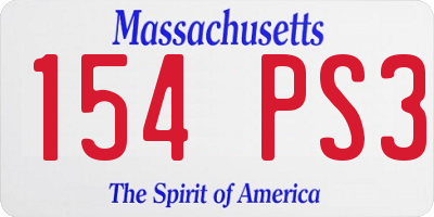 MA license plate 154PS3