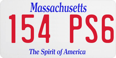 MA license plate 154PS6