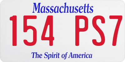 MA license plate 154PS7