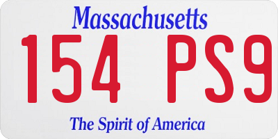 MA license plate 154PS9