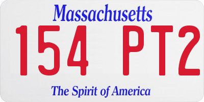 MA license plate 154PT2