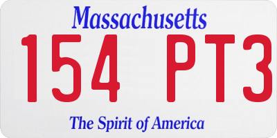 MA license plate 154PT3