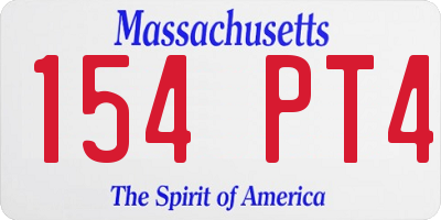 MA license plate 154PT4