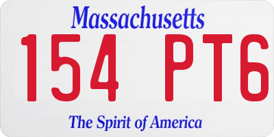 MA license plate 154PT6
