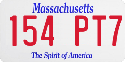MA license plate 154PT7