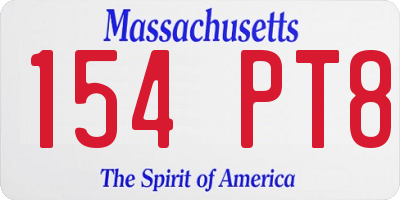 MA license plate 154PT8